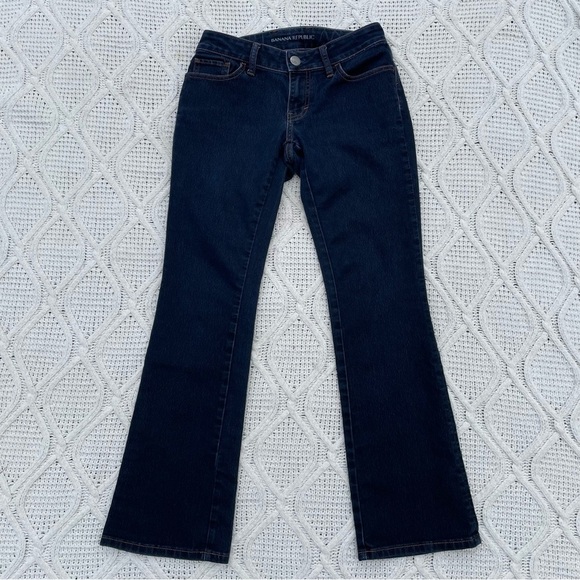 [25] Banana Republic Women’s Low Rise Dark Wash Denim Flare Leg Blue Jean - Picture 3 of 9